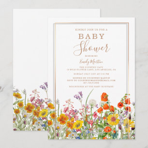Invitación Fiesta de Bebé de Flores Silvestres Campestres Eco