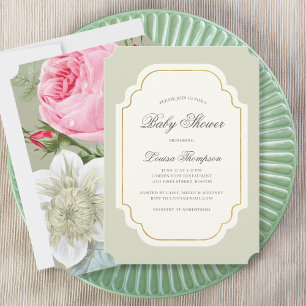 Invitación Fiesta de Bebé de Flores Vintage Francesas