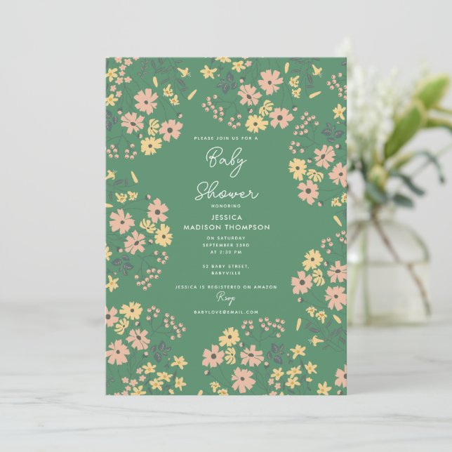 Invitación Fiesta de Bebé de Género Neutral con Estilo Boho V (Anverso de pie)