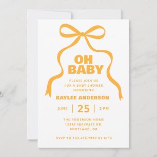 Invitación Fiesta de Bebé de Género Neutral con Lazo Amarillo