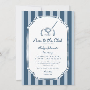 Invitación Fiesta de Bebé de Golf con Rayas Elegantes Nuevo e