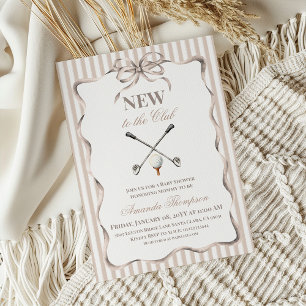 Invitación Fiesta de Bebé de Golf Neutral Vintage Beige con L