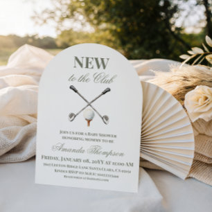 Invitación Fiesta de Bebé de Golf Neutral Vintage Nuevo en el