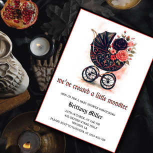 Invitación Fiesta de Bebé de Halloween con Cochecito Gótico