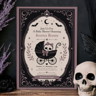 Invitación Fiesta de Bebé de Halloween Cute Espeluznante Coch