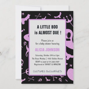 Invitación Fiesta de Bebé de Halloween de Octubre Purpura Bri