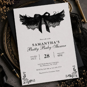 Invitación Fiesta de Bebé de Halloween en Blanco y Negro