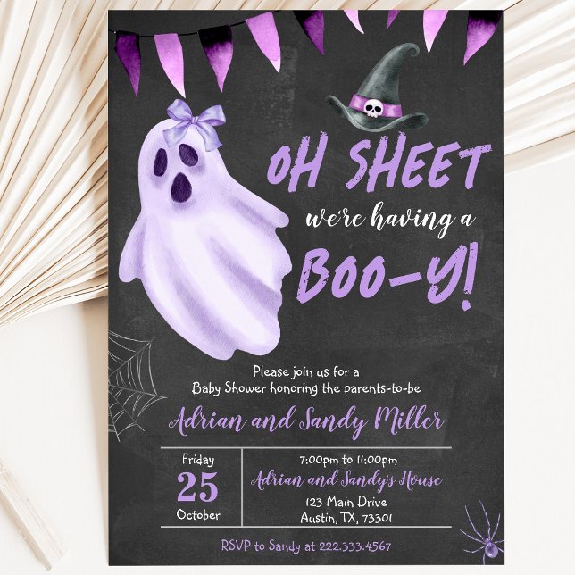 Invitación Fiesta de Bebé de Halloween Fantasma de Hoja Morad (Subido por el creador)