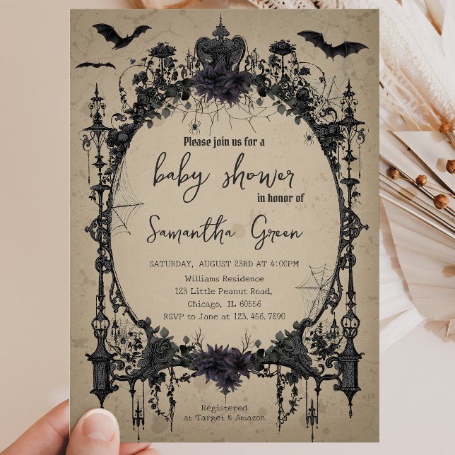 Invitación Fiesta de Bebé de Halloween Gótico (Subido por el creador)