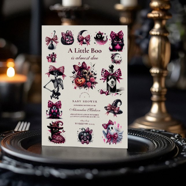 Invitación Fiesta de Bebé de Halloween Gótico Rosa (Subido por el creador)