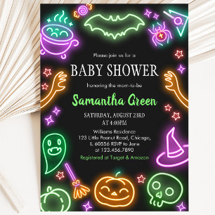 Invitación Fiesta de Bebé de Halloween Neon