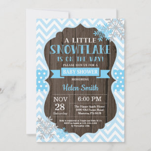 Invitación Fiesta de Bebé de Invierno Rústica Copo de Nieve A