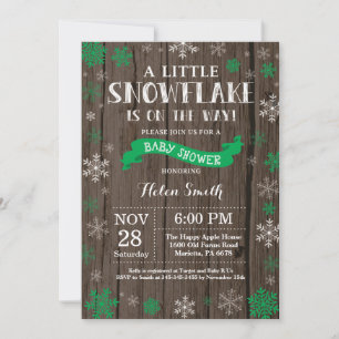 Invitación Fiesta de Bebé de Invierno Rústica Copo de Nieve R