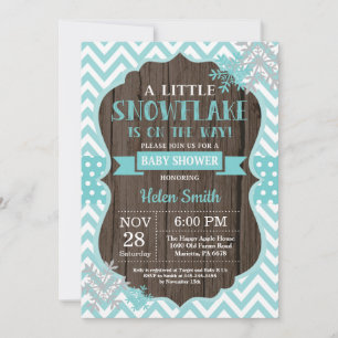 Invitación Fiesta de Bebé de Invierno Rústico Copo de Nieve A