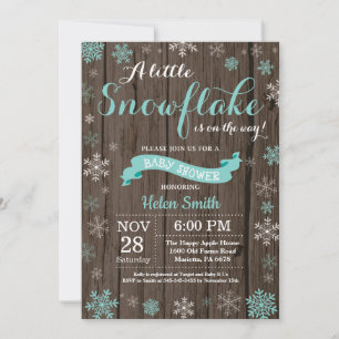Invitación Fiesta de Bebé de Invierno Rústico Copo de Nieve B