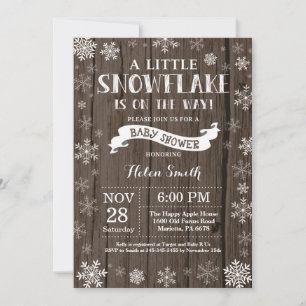 Invitación Fiesta de Bebé de Invierno Rústico Copo de Nieve B