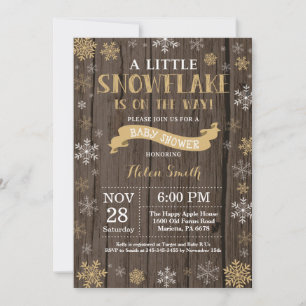 Invitación Fiesta de Bebé de Invierno Rústico Copo de Nieve D