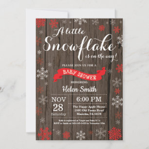 Invitación Fiesta de Bebé de Invierno Rústico Copo de Nieve R