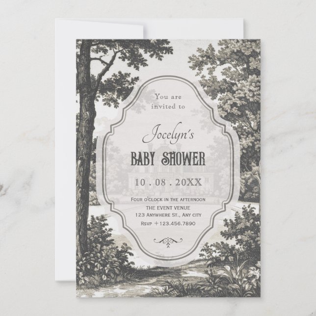 Invitación Fiesta de bebé de jardín vintage (Anverso)