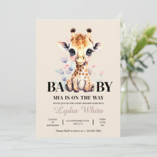 Invitación Fiesta de bebé de jirafa editable niña
