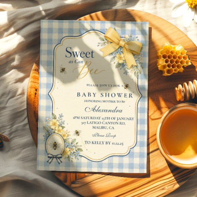 Invitación Fiesta de Bebé de la Abeja Dulce Elegante (Subido por el creador)