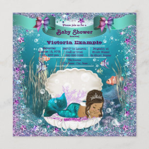 Invitación Fiesta de Bebé de la Princesa Sirena Étnica