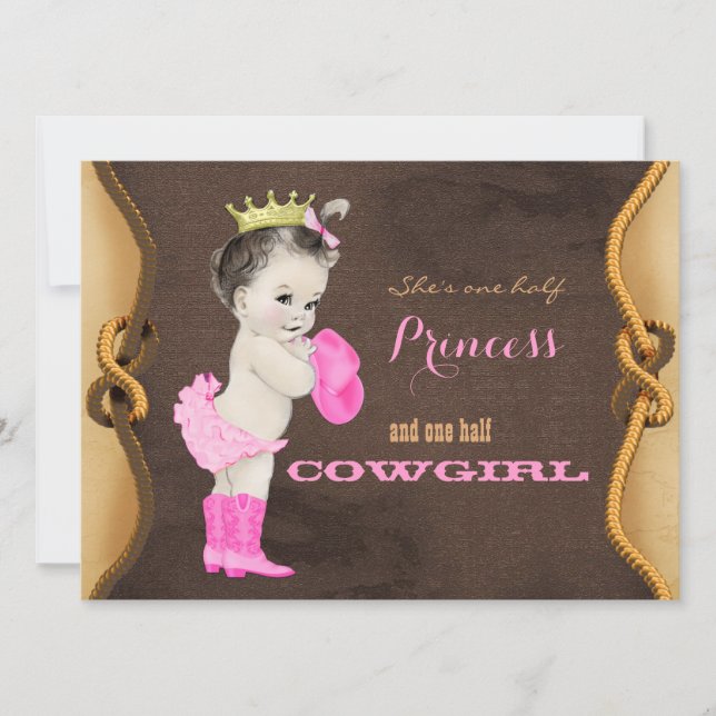 Invitación Fiesta de Bebé de la Princesa Vaquera (Anverso)