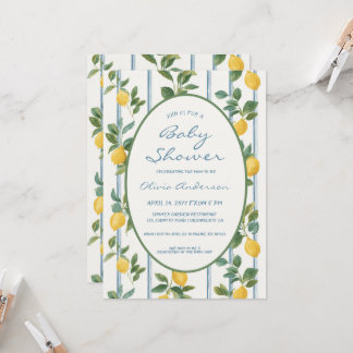 Invitación Fiesta de bebé de limones vintage