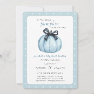 Invitación Fiesta de Bebé de Lunares Azules de Otoño