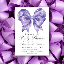 Invitación Fiesta de Bebé de Lunares con Lazo de Acuarela