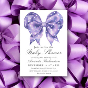 Invitación Fiesta de Bebé de Lunares con Lazo de Acuarela