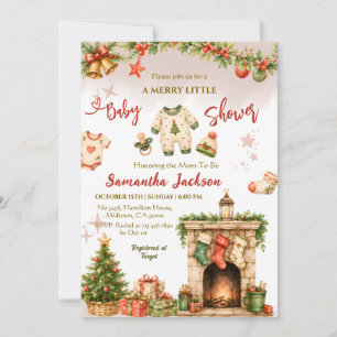 Invitación Fiesta de bebé de Navidad Alegre pequeño invierno 