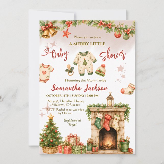 Invitación Fiesta de bebé de Navidad Alegre pequeño invierno  (Anverso)