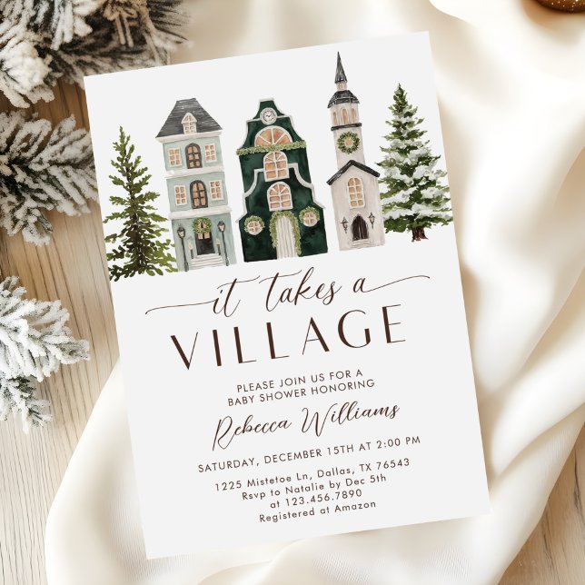 Invitación Fiesta de Bebé de Navidad 'Se Necesita un Pueblo' (Subido por el creador)