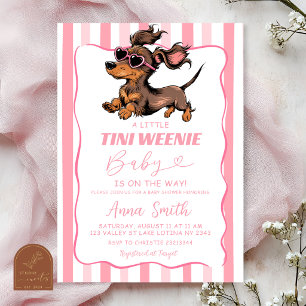 Invitación Fiesta de Bebé de Niña Perro Wiener con Rayas Capr