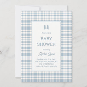 Invitación Fiesta de bebé de niño con estampado de gingham az
