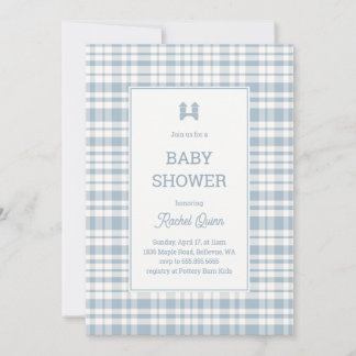 Invitación Fiesta de bebé de niño con estampado de gingham az