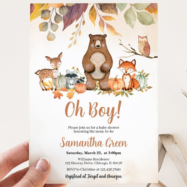 Invitación Fiesta de Bebé de Niño Otoño Bosque (Subido por el creador)