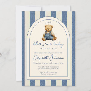 Invitación Fiesta de Bebé de Oso de Peluche con Pantalones de