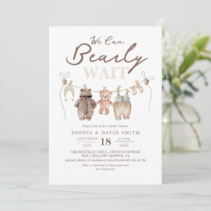 Invitación Fiesta de Bebé de Oso de Peluche Moderno y Minimal