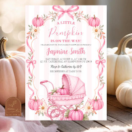 Invitación Fiesta de Bebé de Otoño Cottage Coqueta Rosa Calab