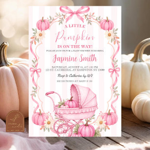 Invitación Fiesta de Bebé de Otoño Cottage Coqueta Rosa Calab