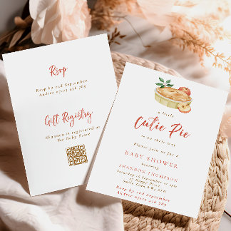 Invitación Fiesta de Bebé de Otoño Moderno Código QR Cutie Pi