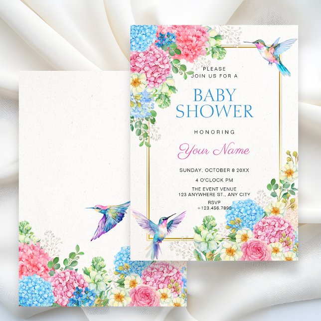 Invitación Fiesta de bebé de pájaro floral estética (Subido por el creador)