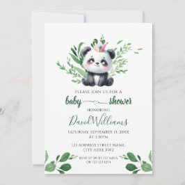 Invitación Fiesta de Bebé de Panda Adorable con Vegetación si