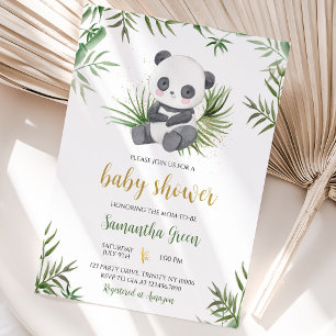 Invitación Fiesta de Bebé de Panda y Bambú