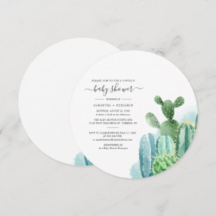 Invitación Fiesta de Bebé de Parejas Botánicas Cactos Escritu