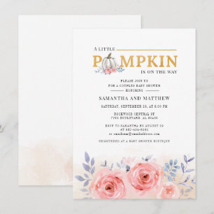 Invitación Fiesta de Bebé de Parejas Florales Acuarela Otoño