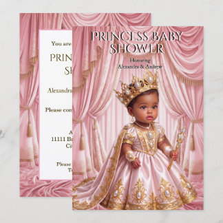Invitación Fiesta de Bebé de Princesa Real Corona de Pink Gol