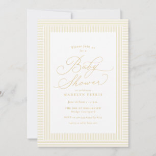 Invitación Fiesta de bebé de raya de seersucker amarillo eleg